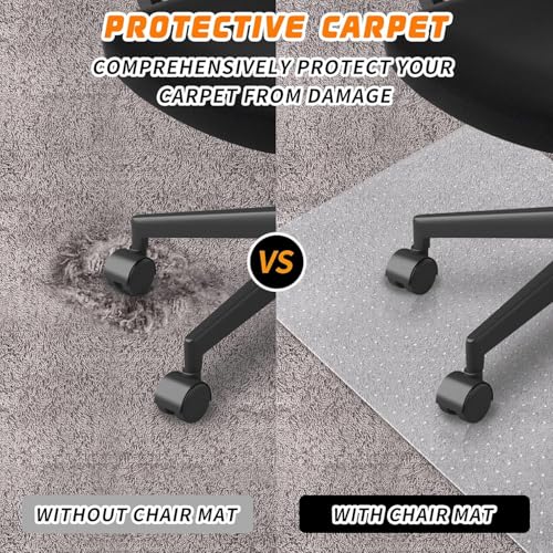 Office Chair Mat for Carpeted Floors, Desk Mats 48"X30" for Rolling Desk on Low Pile Carpets, Small Computer Gaming Plastic Floor Mats for Office Chair on Carpet, Easy Glide Without Curling