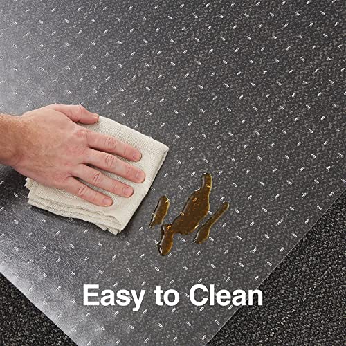 Staples Office Chair Mat, Clear Floor Mats with Lip, Flat-Pile Carpets, Extended Under-Desk Coverage, 53 x 45 Inch, Smooth Glide