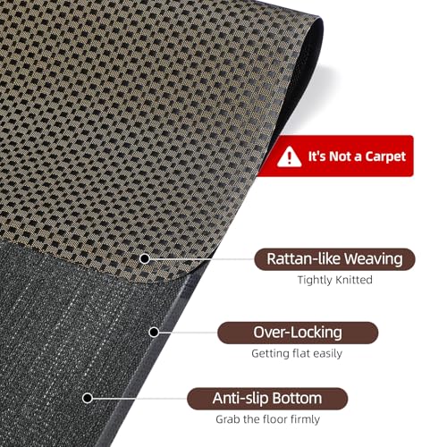 Yecaye Office Chair Mat for Hardwood Floor,36" x 48" Under Computer Desk Floor Protects for Rolling Chair,Non Slip PVC Woven Gaming Chair Mat,Not for Carpet (Blackbrown, 36" x 48")