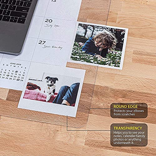 Awnour Clear Desk Mat - Multi-Functional Desk Pad, 32 x 16 inches - Durable Desk Protector with Anti-Slip Base, Transparent View, Spill-Resistant Design