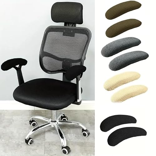 BAIDATONG Office Chair Arm Covers,Office Chair Arm Rest Cover Gaming Chair Armrest Covers Office Removable Arm Rest Covering Elastic Chair Armrest Cover (Black, 2Pcs/Set (10-13) x (2-4) x 1.9 inches)