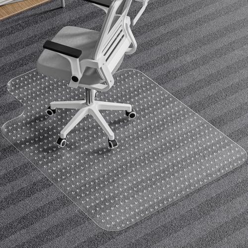 Tonaus Office Chair Mat for Carpet, 48"×36" Desk Chair Mat T-Shape Carpet Protector Mat for Office Chair, Transparent 2.2mm Thick T-Shape Floor Protection for Low Pile Carpets with Non-Slip Studded