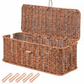 BROWNLILY Cable Management Box, Rattan Style Cord Organizer for Desk Cord Hider Outlet Covers Baby Proofing for Power Strip TV PC Router Charger Under Desk Storage with Lockable Lid and Cable Ties