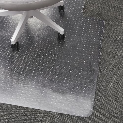 Staples Office Chair Mat, Clear Floor Mats with Lip, Flat-Pile Carpets, Extended Under-Desk Coverage, 35.5" x 47.5 Inch, Smooth Glide