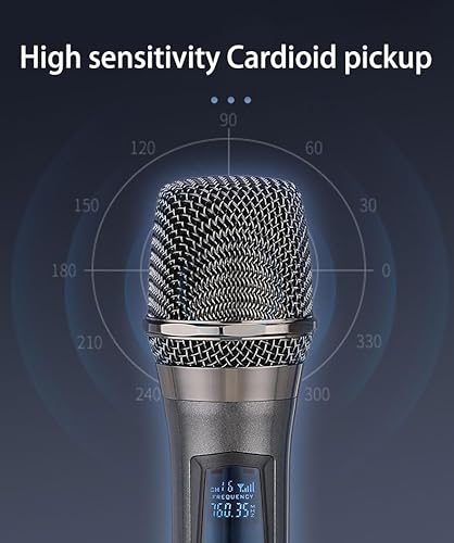 Wireless Microphone, Rechargeable Fixed Frequency Wireless Dual Microphone,Handheld Dynamic mic,Karaoke Singing, Weddings DJ,Party, Church, Classroom use, 200 feet, Gray.(2 Versions Randomly Shipped)