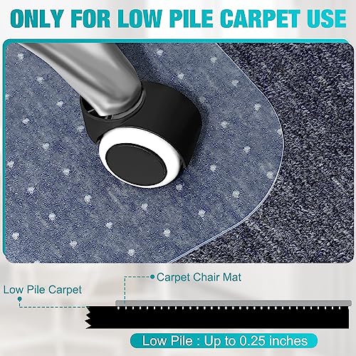 BesWin Office Chair Mat for Carpeted Floors, 60" X 48" Transparent Desk Chair Mat for Low Pile Carpets, Plastic Floor Mat for Office Chair on Carpet for Work, Home, Gaming, Easy Glide (Rectangle)