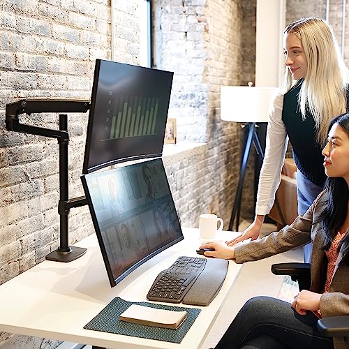 Ergotron – LX Vertical Stacking Dual Monitor Arm, VESA Desk Mount – for 2 Monitors Up to 40 Inches, 7 to 22 lbs Each – Tall Pole, Matte Black