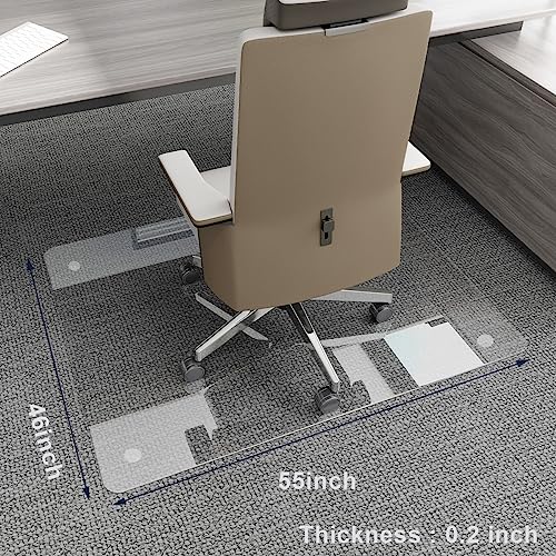 Easly 46" x 55" Chair Mat for Carpet - Office Chair Mat - Tempered Glass Floor Mat for Home/Office/Carpet Clear Computer Floor Mat - with 4 Anti-Slip Pads