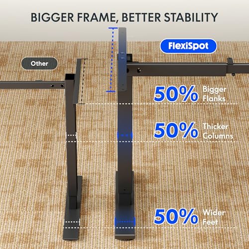 FLEXISPOT 60"x24" One-Piece Electric Standing Desk, 1" Thick Seamless Desktop for Home Office, Study & Multi-Monitor Setup, Black Walnut