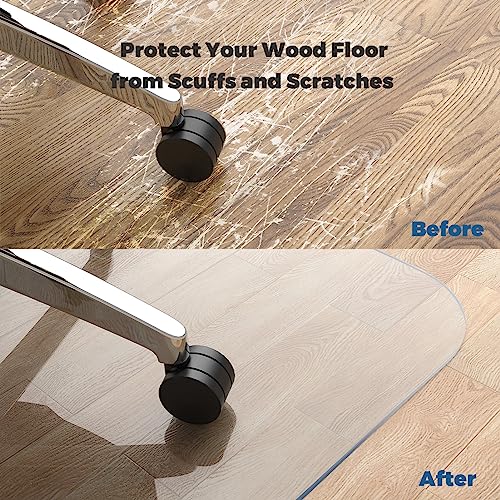 Yecaye Office Chair Mat for Hardwood Floor, 36" x 48" Clear Computer Desk Chair Mat, PVC Heavy Duty Floor Protector for Rolling Chairs, 0.07''(1.7mm) Thick Floor Mat (Transparent, 36" x 48")