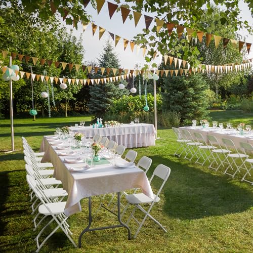 VINGLI 10 Pack White Plastic Folding Chair, Indoor Outdoor Portable Stackable Commercial Seat with Steel Frame 350lb. Capacity for Events Office Wedding Party Picnic Kitchen Dining