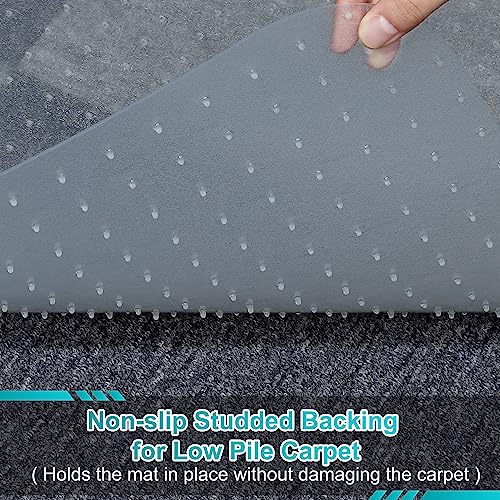 Office Chair Mat for Carpets, 48"x 36" Heavy Duty Clear Plastic Floor Protector, Non-Slip Computer Desk Chair Mat for Low Pile Carpeted Floors, Smooth Rolling Carpet Chair Mat for Home Office